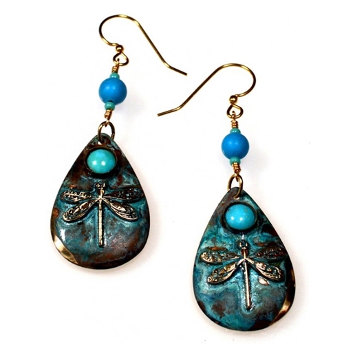 EC-140 Earrings Dragonfly, Turquoise $105 at Hunter Wolff Gallery